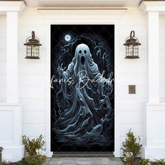 Lofaris Scary White Ghost Moon Night Halloween Door Cover