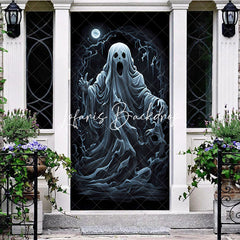 Lofaris Scary White Ghost Moon Night Halloween Door Cover