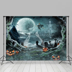 Lofaris Scary Witch Moon Skeleton Forest Happy Halloween Backdrop