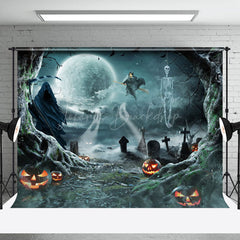 Lofaris Scary Witch Moon Skeleton Forest Happy Halloween Backdrop