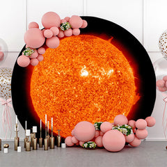 Lofaris Scorching Solar System Sun Round Birthday Backdrop