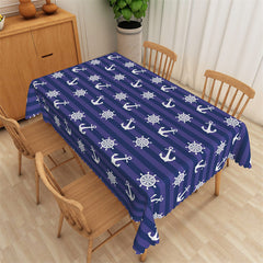 Lofaris Sea Marine Anchor Party Blue Rectangle Tablecloth