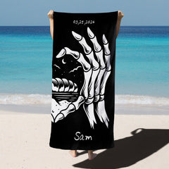 Lofaris Sea Sail Skeleton Lover Couple Honeymoon Beach Towel