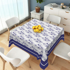 Lofaris Sea Wave Patterns Step And Repeat Blue Tablecloth