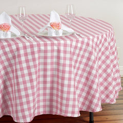 Lofaris Seamless Buffalo Plaid Round Gingham Polyester Tablecloth