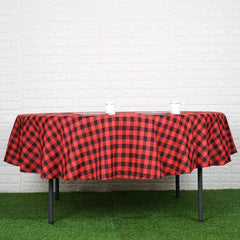 Lofaris Seamless Buffalo Plaid Round Gingham Polyester Tablecloth