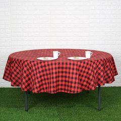 Lofaris Seamless Buffalo Plaid Round Gingham Polyester Tablecloth