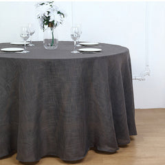 Lofaris Seamless Round Linen Table Cloth With Slubby Texture