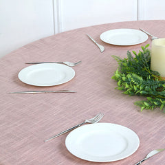 Lofaris Seamless Round Linen Table Cloth With Slubby Texture