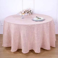 Lofaris Seamless Round Linen Table Cloth With Slubby Texture