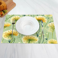 Lofaris Seamless Yellow Floral Dining Set Of 4 Placemats