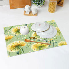 Lofaris Seamless Yellow Floral Dining Set Of 4 Placemats