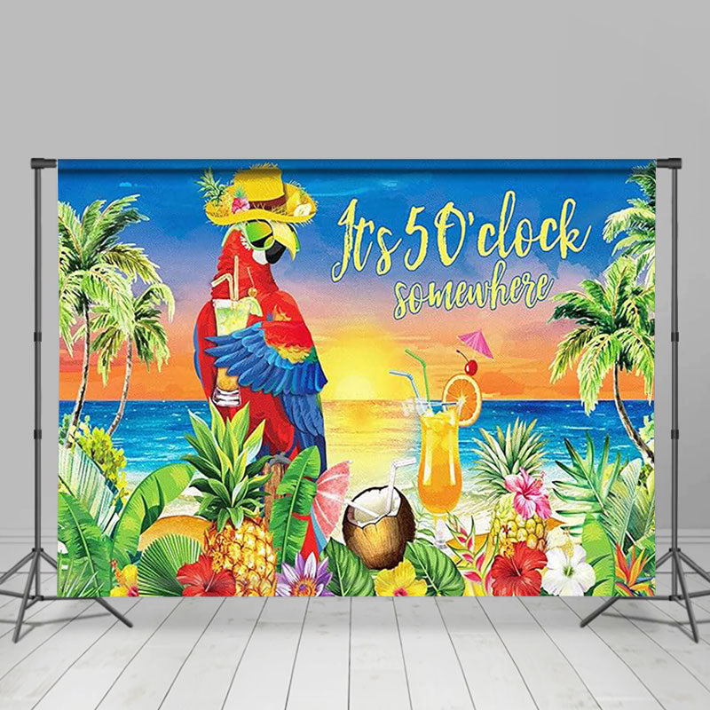 Lofaris Seaside Parrot Its 5 Oclock Somewhere Party Backdrop