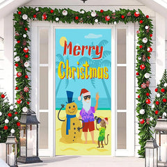 Lofaris Seaside Santa Claus Merry Door Cover For Christmas