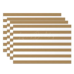 Lofaris Sepia White Horizontal Stripe Set Of 4 Placemats