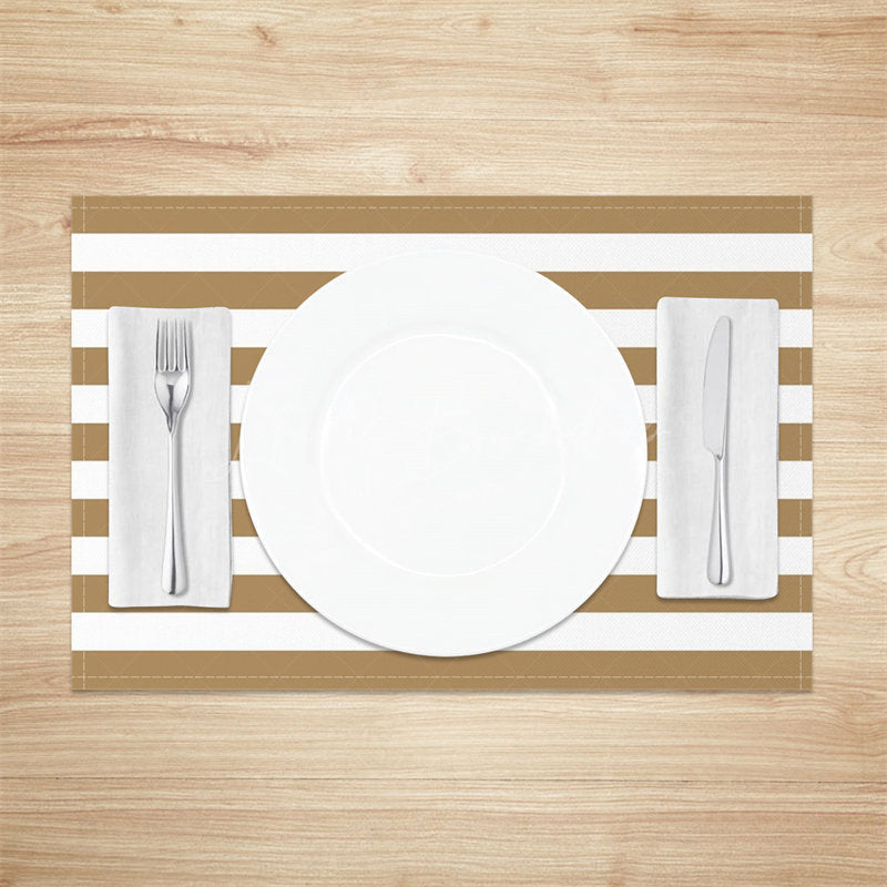 Lofaris Sepia White Horizontal Stripe Set Of 4 Placemats