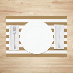 Lofaris Sepia White Horizontal Stripe Set Of 4 Placemats