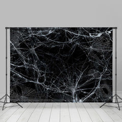 Lofaris Shabby Black White Spider Web Halloween Backdrop