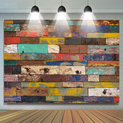 Lofaris Shabby Colorful Graffiti Wood Block Photo Backdrop