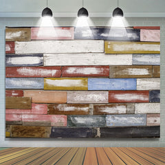 Lofaris Shabby Colorful Wood Block Wall Photo Booth Backdrop