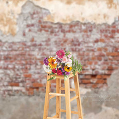 Lofaris Shabby Country Red Brick Wall Photography Backdrop