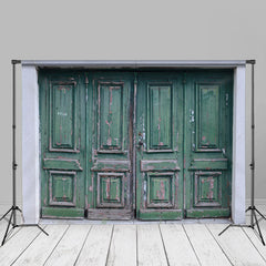 Lofaris Shabby Green Wooden Door Backdrop For Photography