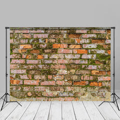 Lofaris Shabby Red Brick Moss Wall Backdrop For Photo Booth