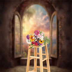 Lofaris Shabby Room Sunset Natural Window Scenery Backdrop