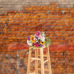 Lofaris Shabby Rural Red Brick Wall Photography Backdrop