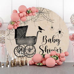 Lofaris Shabby Spider Stroller Round Baby Shower Backdrop