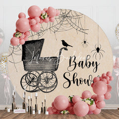 Lofaris Shabby Spider Stroller Round Baby Shower Backdrop