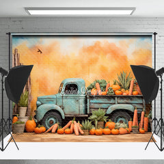 Lofaris Shabby Truck Pumpkin Carrots Easter Photo Backdrop