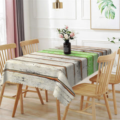 Lofaris Shabby White Green Wood Texture Rectangle Tablecloth