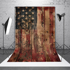 Lofaris Shabby Wooden Wall USA Flag Photo Studio Backdrop