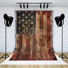 Lofaris Shabby Wooden Wall USA Flag Photo Studio Backdrop