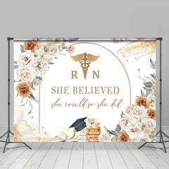 Lofaris She Believed Floral Graduation Backdrop For Girl