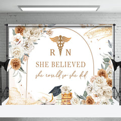 Lofaris She Believed Floral Graduation Backdrop For Girl