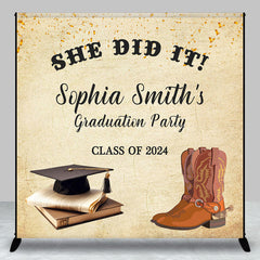 Lofaris She Did It Class 2024 Cowgirl Custom Grad Backdrop