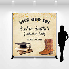 Lofaris She Did It Class 2024 Cowgirl Custom Grad Backdrop