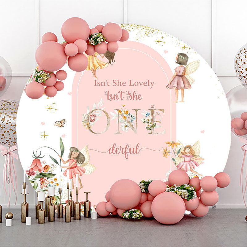 Lofaris She Lovely Onederful Elf Round 1st Birthday Backdrop