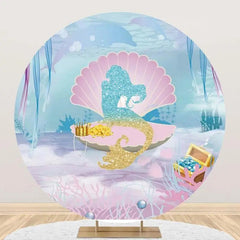 Lofaris Shell Mermaid Undersea Treasure Chest Round Backdrop