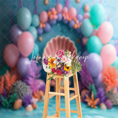 Lofaris Shell Seahorse Coral Mermaid Cake Smash Backdrop