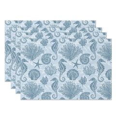 Lofaris Shells Starfish Seahorse Repeat Set Of 4 Placemats