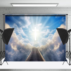 Lofaris Shining Cross Clouds Step Memorial Photo Backdrop