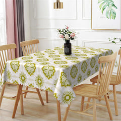 Lofaris Shining Green Floral Pattern Repeat Kitchen Tablecloth