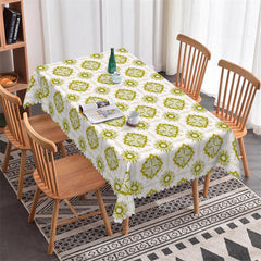 Lofaris Shining Green Floral Pattern Repeat Kitchen Tablecloth