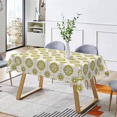 Lofaris Shining Green Floral Pattern Repeat Kitchen Tablecloth