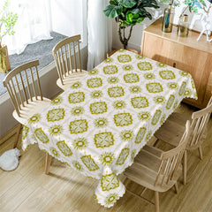 Lofaris Shining Green Floral Pattern Repeat Kitchen Tablecloth