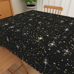 Lofaris Shining Stars Gold Glitter Balck Tablecloth For Dining