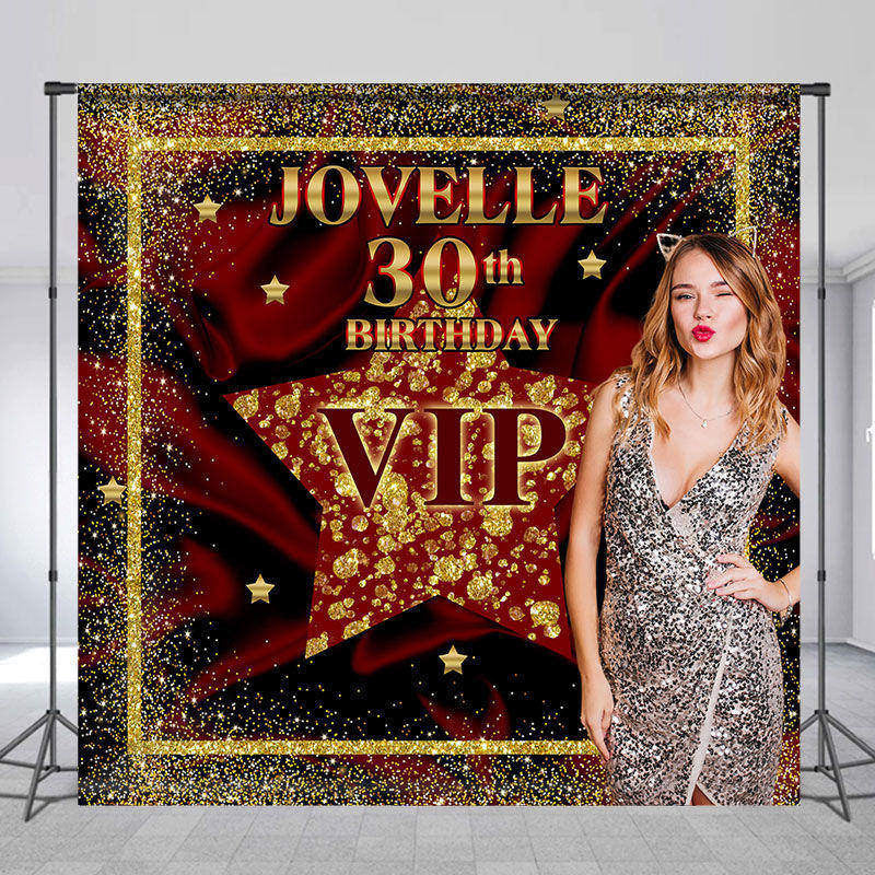 Lofaris Shining Stars Wine Red Vip Custom Birthday Backdrop